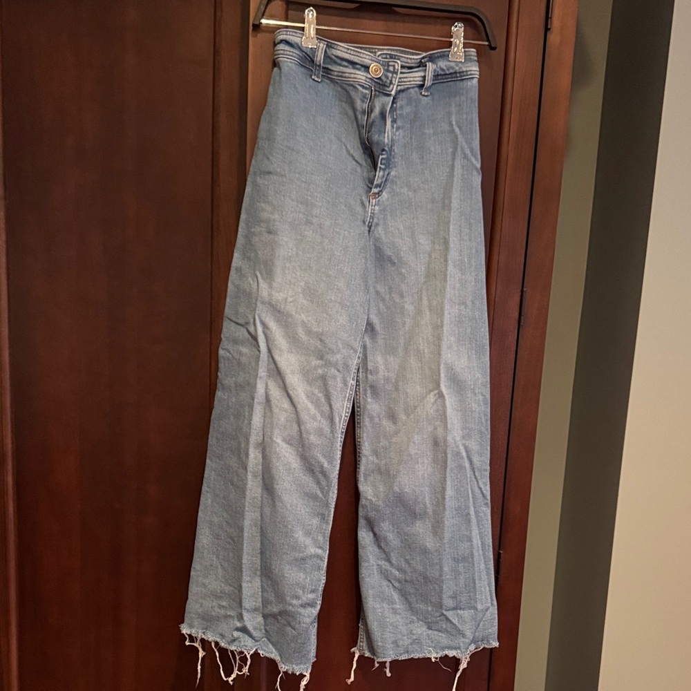 Zara Light Blue High-Rise Wide Leg Jeans size 2